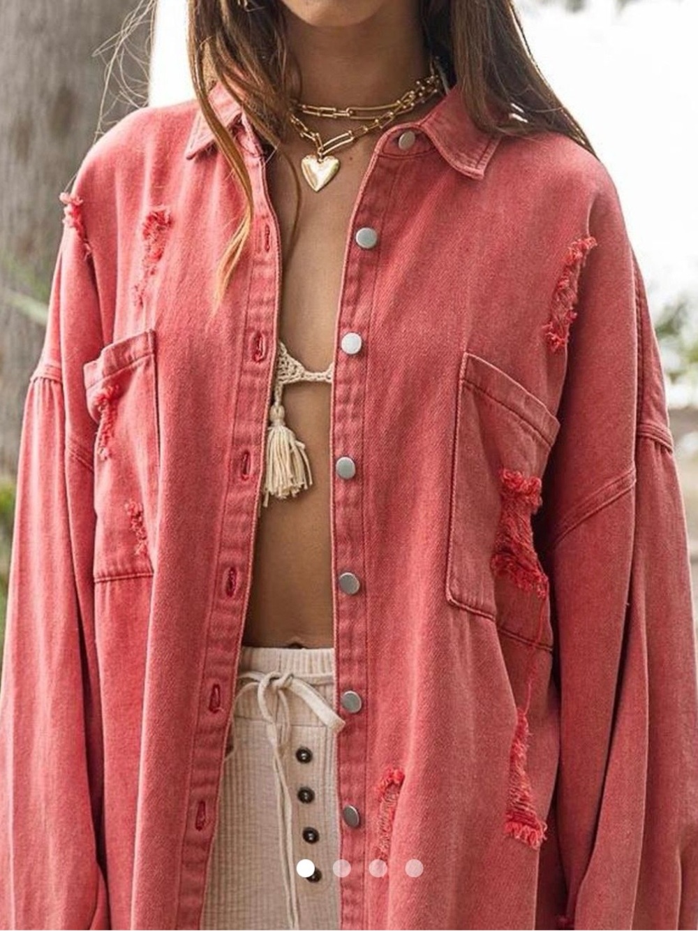 NWOT POL DISTRESSED CANDY APPLE SHACKET